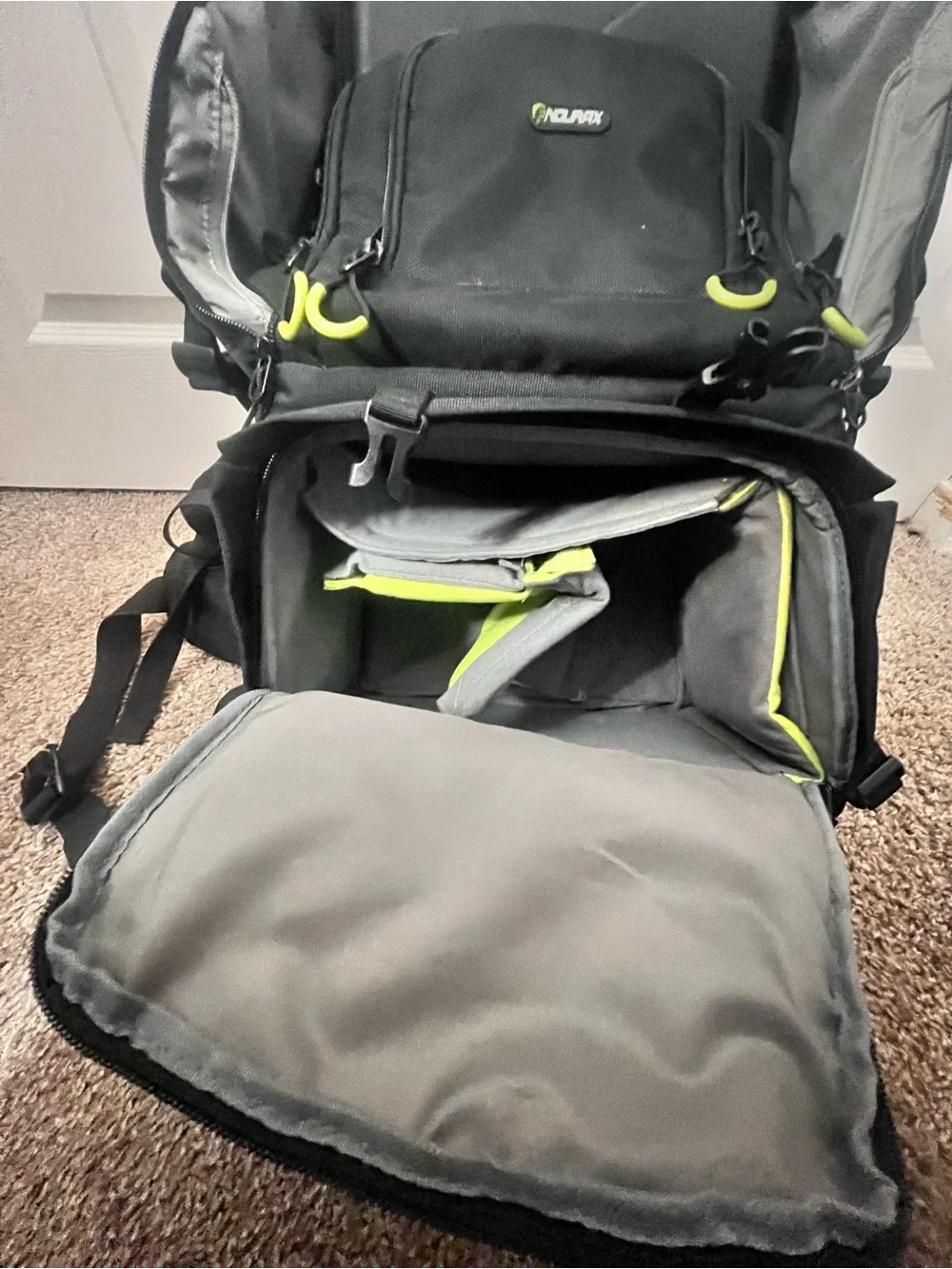 Nourak Black Camera Backpack with Neon Yellow Accents